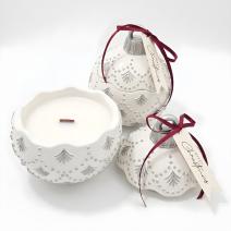 Sveča Christmas Bauble Enchanted - Bela / Srebrna / Zimska Čarovnija