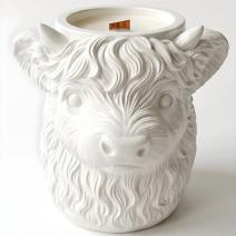 Sveča Highland Cow - Bela / Vanilija