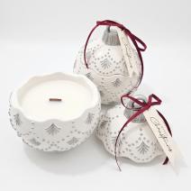 Sveča Christmas Bauble Enchanted MINI - Bela / Srebrna / Zimska Čarobnost / MINI