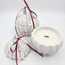 Sveča Christmas Bauble Glitter MINI - Bela / Srebrna / Zimska Čarovnija