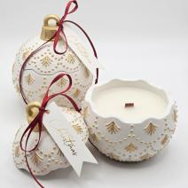 Sveča Christmas Bauble Enchanted MINI - Bela / Zlata / Zimska Čarovnija